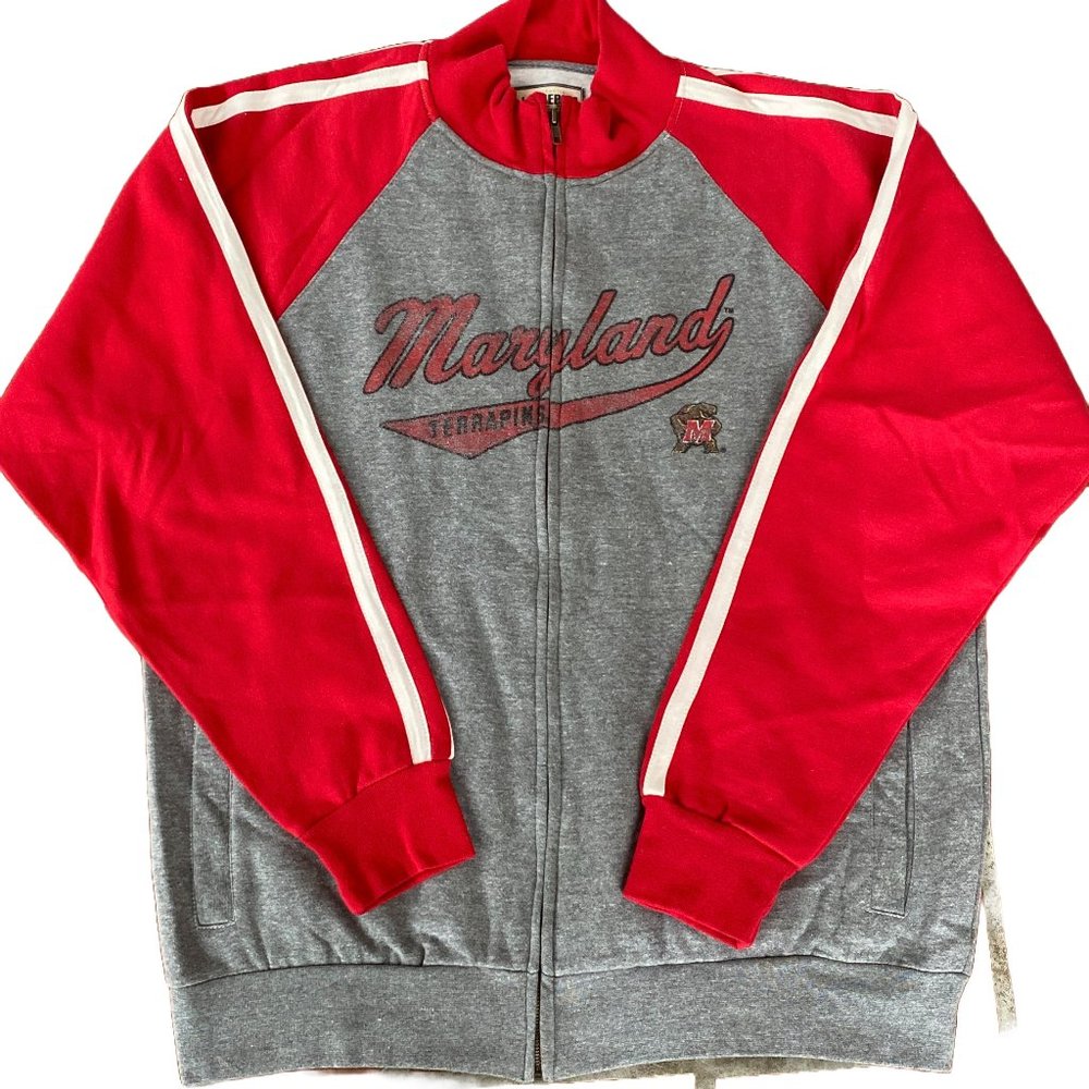 J. America Red and Gray Maryland Track Jacket
